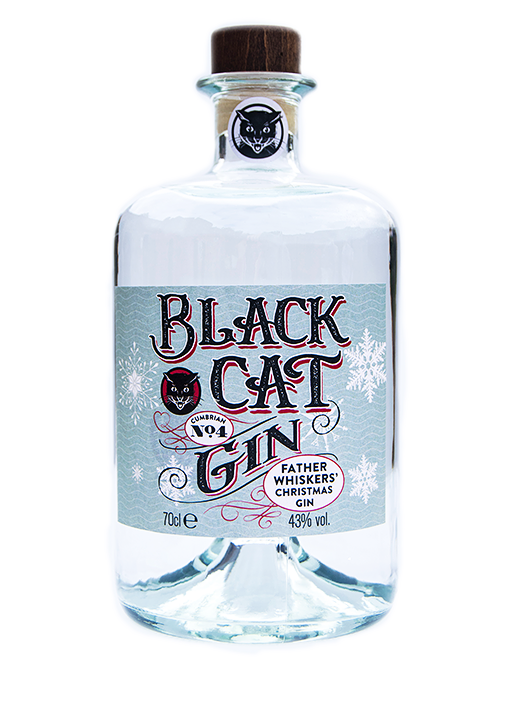 A bottle of Black Cat Father Whiskers Christmas gin Cumbrian No 4
